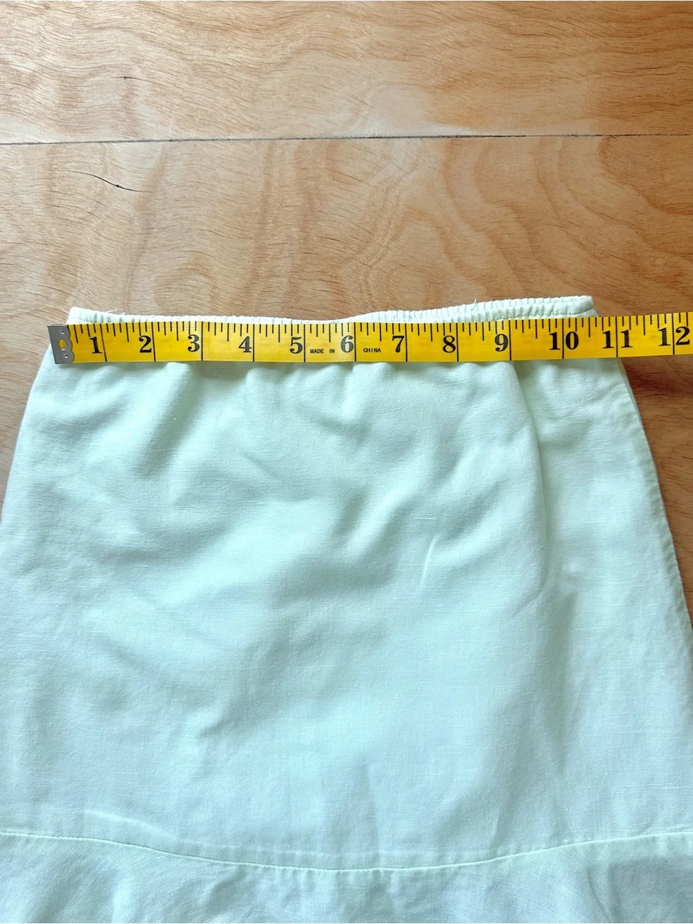 Vintage Chabre Girls Size 6 Mint Green Linen Cotton Ruffle Skirt Made in USA